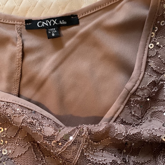 Onyx Nite Lace & Sequin 3/4 Sleeve Sheath Dress - Picture 3 of 7